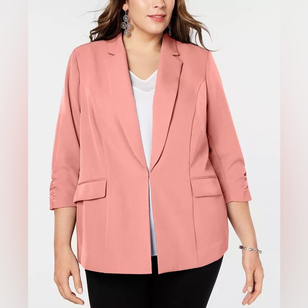 INC International Concepts Plus Size 3/4-Sleeve Blazer (Blush)